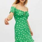 Urban Outfitters Magpie Green Floral Mini Dress Medium Off Shoulder Smocked Photo 2