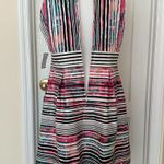 Nine West NWT Woman’s Striped Fit and Flare Dress Tangerine Tango, Sz 14 Photo 7