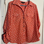 Adrienne Vittadini  Blouse Peach Polka Dot Women’s Size S Photo 0