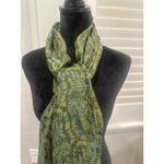 Boho Paisley Print Scarf Shawl Wrap Tassel Fringe Green Blue fall winter fairy Photo 2