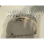 Vintage Y2K Chunky White Silver Tone Rhinestone Infinity Heart Cuff Bracelet 90s White Photo 4