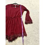 Tobi Romper Burgundy Wine Crochet Bell Sleeve Lace Size Medium Photo 6