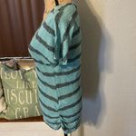 Maurice's  black & blue semi-sheer striped top with keyhole back. Photo 5