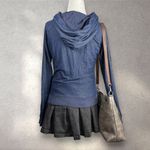 Bebe  Rhinestone Logo Zip Hoodie Women’s Small Dark Blue Y2K 2000 Retro Lace Trim Photo 1