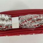 Badgley Mischka Red Diamond Quilted Camera Crossbody Bag with Pearls NWT Photo 3