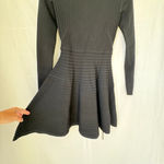 Topshop  Long Sleeve Lace-Up Back Ribbed sweater Mini skater Dress US 4 black Photo 5