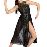 Weissman Elite Geometric Lace Dress Black Gold Metallic Dance Costume Adult ‎ MA Photo 0
