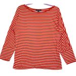 Ralph Lauren Lauren M Orange Striped Top Boatneck Knit Nautical Preppy Coastal Photo 0