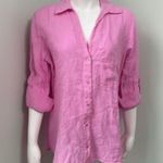 ZARA NWT  Pink Button Down Linen Top size XL Photo 4
