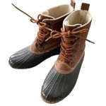 Esprit  Harbour Brown Black Rubber Lace Up Rain Duck Boots Size 8.5 Photo 0