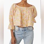 Free People  Pink Floral Off-the-Shoulder Crop Blouse! Size: Small! Photo 0