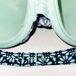 Aerie Navy Blue & Mint Green Floral Ruffle Push-up Bikini Top 36B Photo 6
