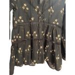 Anthropologie Tiered Babydoll Blouse Black Floral Sz XS Photo 6