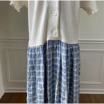 Vintage 80s 90s Barbara Lesser Maxi Dress Cottagecore Thermal Seersucker Cabinco Blue Size L Photo 3