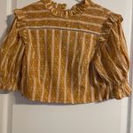 Urban Outfitters  Floral Striped Cropped Shirt Size Medium Tie Back Coquette Photo 1