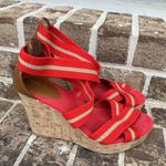 Merona Wedges Cork High Heel Womens 7.5 Red Sandals Platform Summer Photo 8