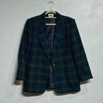 Leslie Fay  Green Plaid Wool Blend Vintage Blazer Sz L Photo 1