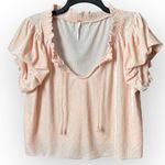 Free People Terese Velvet Blouse Pale Pink Ruffle Neck Long Sleeve Top S Photo 12