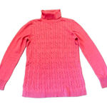 Talbots  pink cableknit turtleneck button cuff sweater sml Photo 0