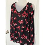 Roz & Ali  Women's XL Black Floral Cold Shoulder Long Sleeve Blouse Top X-Large Photo 6