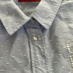 Carolina Herrera  CH Swiss dot blue button down shirt pearl embroidered XS Photo 3