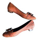 CELINE Women’s Vintage Wooden Triomphe Cognac Brown Orange Leather Ballet Flat Photo 0