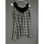 Carol Rose  Black White Print Sleeveless Asymmetrical  Top Size Xlarge Photo 1