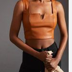 Anthropologie  Maeve Faux Leather Cropped Notch Tank NEW Size 12 Photo 0