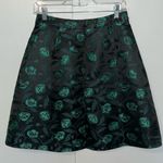 J.Crew Floral Flat Front A-Line Lined Skirt Women’s Size 2 Black & Green Photo 5