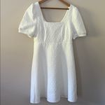 Rihoas The Solid Textured Puff Short Sleeve Mini Dress Square Neck White Size L Size L Photo 11