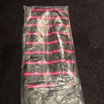 LANCOME Black Patent with Pink Stripes Large Cosmetic Bag Photo 2