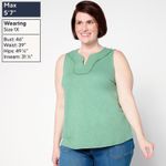 Denim & Co. Linen Blend Split Neck Tank with Picot Trim Photo 8