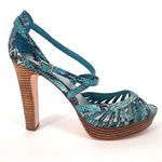 White House | Black Market Emilia Teal Snakeskin Platform Sandals Women's Size 10M Photo 5