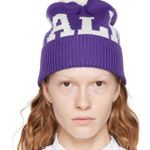 Palm Angels Purple & White Pom-Pon Beanie Hat - Italy - NWT Photo 2