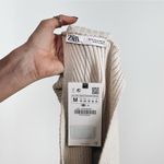 ZARA NWT Cream Turtleneck Sleeve Scarf Sweater Size Medium Photo 4