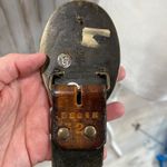 Vintage Leegin Tooled Medieval Leather Belt Rose Buckle Womens 32 Western Rodeo Brown Photo 5