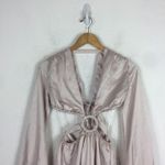 Hello Molly NWT  Fashion Girlie Satin Cut Out Maxi Dress Champagne Size 2 Cocktail Photo 4