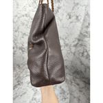 Groom Paris Womens Tote Bag Purse Brown Pebbled Leather Braided Straps Zip Top Photo 4