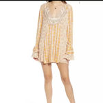 Free People  Fallin Into You Long Sleeve Tunic Dress in Natural Combo  XS boho Photo 3