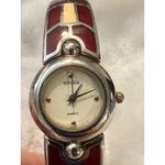Gruen Quartz Bangle Watch Red and‎ Silver Tone Stylish Womens Jewelry Photo 2