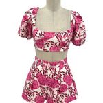 White Fox Boutique  Primrose Crop Top Shorts Two Piece Set Pink Floral Small Photo 1