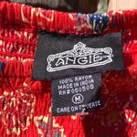 Angie  Peasant Sleeve Red Print Maxi Dress M Photo 7