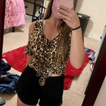 Wanna B Leopard Cold Shoulder Cropped Top Photo 2