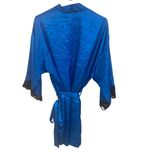 Frederick's of Hollywood Fredrick’s of Hollywood blue lace trim vintage shirt robe with belt size L/XL Photo 3