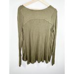 Free People Womens Green Thermal Knit Shirt Size S Lagenlook Oversized Boho Photo 1