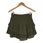 Aerie  Olive‎ Green Ruffle Mini Skirt Crochet Knit Boho Women Size Small Photo 4