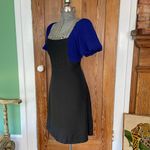 Anthropologie Moulinette Soeurs Bolero Blue/Black Puff Sleeve Silk Dress Sz 10 Photo 9