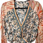 Free People Cruising Together Printed Faux Wrap Cropped Shirt Size XS Boho Photo 2