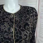 Vintage 80s R&K Evening Floral Glittered Velvet Jacket Black Gold 14 Photo 4
