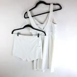 Halara  V Neck Backless Side Pocket 2-Piece Flare Tennis Dress White S Photo 5